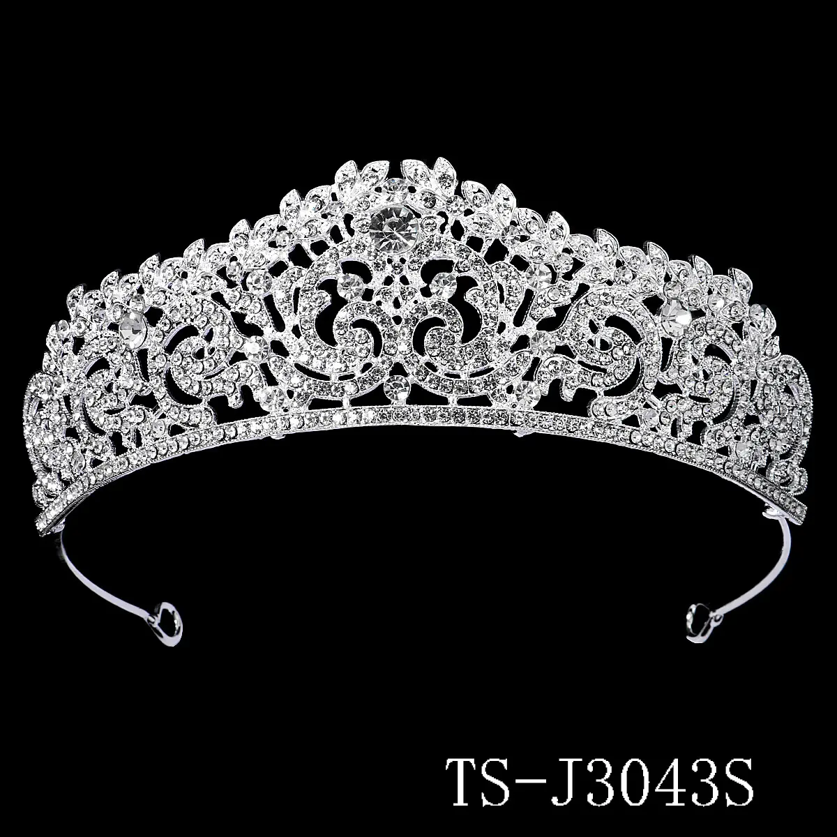 Wholesale Women Pearl Ladies Party Pageant Rhinestone Head Tiara Crown Luxury Silver Princess Light Crown