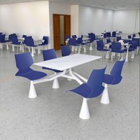 Cafétéria scolaire Table à manger contemporaine Chaise Combinaison Mobilier de restaurant Usage commercial 4 personnes Dessus en faux marbre