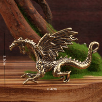 Métal Artisanat Laiton Dragon Statue Gravure Personnalisée Coulée Découpe Impression Décoration de La Maison Petit Ornement De Bureau