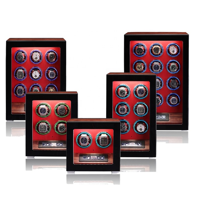 Chinese Online Market Luxury Digital Fingerprint Lock 2 4 6 9 12 Slots Watch Winder Vault Smart LCD TouchScreen Watch Box Winder