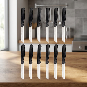 Juego de 12 cuchillos de fruta con purpurina negra 3cr13 cuchillas de acero alemán acabado hecho a mano moderno 6 uds cortadores de cuchillos para uso doméstico - Product Image 3