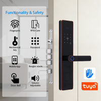 Nouvelle Serrure Intelligente 2026 avec Empreinte Digitale, Mot de Passe, Clé, Contrôle via Application Tuya, Compatible Wi-Fi et Cloud, pour Portes en Bois/Laiton/Aluminium, en Acier Inoxydable