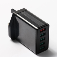 Chargeur mural USB-A personnalisé OEM 50W, adaptateur d'alimentation à charge rapide 5 ports, chargeur de voyage QC3.0 pour iPhone, Samsung, téléphone portable Android