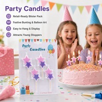 Bougies d'anniversaire scintillantes en forme d'étoile, rose et violet, pour décoration de gâteau de fête - Meilleures ventes