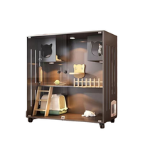 Cage pour chat en verre massif et bois, à deux niveaux, monobloc, mobile, de luxe léger, durable, facile à nettoyer, pour salon, en promotion
