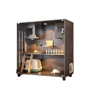 İndirim kedi kabine ahşap kedi kafes oturma odası kedi evi için iki katmanlı tek parça hareketli ışık lüks yaratıcı ev kafes - Product Image 1