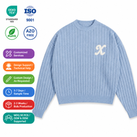 Pull en coton côtelé à col rond pour homme, personnalisable avec logo, anti-plis, séchage rapide, anti-boulochage, chaud pour l'hiver (ODM/OEM)