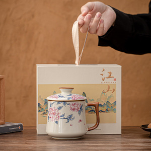 <span class=keywords><strong>Taza</strong></span> de Porcelana Ru Kiln de Alta Gama; <span class=keywords><strong>Taza</strong></span> de Agua de Alto Valor con Tapa para Uso en el Hogar y la Oficina, <span class=keywords><strong>Taza</strong></span> de Té para Uso Personal; Regalo para Maestros - Product Image 1