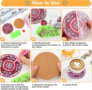 <span class=keywords><strong>Kit</strong></span> de sous-verres en bois 5D personnalisés OEM, motif Mandala, avec support, sous-verres de peinture diamant à marque privée pour l'artisanat - Product Image 5