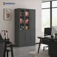 Armoire de bureau multifonction en acier avec porte vitrée, rangement de dossiers, penderie verrouillable, organisateur de vêtements pour l'archivage au bureau