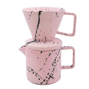 Ensemble de gobelets filtrants à encre <span class=keywords><strong>rose</strong></span> mat avec éclaboussures personnalisées pour café en céramique mouchetée - Product Image 2