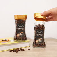 Pot de rangement pour grains de café en verre de forme unique, 11 oz (330 ml), avec couvercle à vis et cuillère, pour poudre de café et thé
