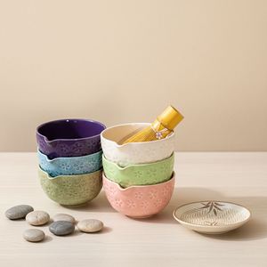 Ceramic Japandi Bowl With Spout Whisk 8-Piece Stocked Tea Kit for Matcha Lovers Christmas & Birthday Gift (<b>Pink</b>) - Product Image 1