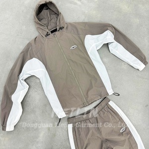 OEM Factory Custom Zip up Hooded Jacket <b>Joggers</b> Set Waterproof <b>Nylon</b> Lightweight Sweatsuit Windbreaker Tracksuit - Product Image 2
