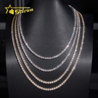Expédition rapide locale aux États-Unis, Collier fin en argent sterling S925 avec chaîne tennis et diamants Moissanite VVS, 2MM 3MM 4MM 5MM