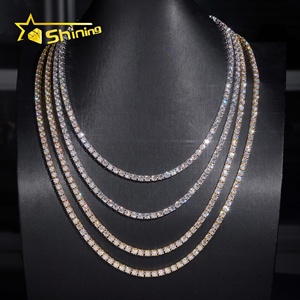 Pengiriman Cepat Lokal AS 2MM 3MM 4MM 5MM Perak <span class=keywords><strong>Sterling</strong></span> S925 Berlapis Moissanite Diamond Vvs Rantai Tenis Kalung Perhiasan Mewah - Product Image 2