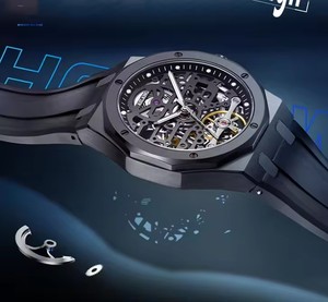 Montre mécanique automatique AILANG pour homme, squelette, tourbillon, boîtier en acier inoxydable, aiguilles lumineuses, résistante à l'eau - Product Image 5