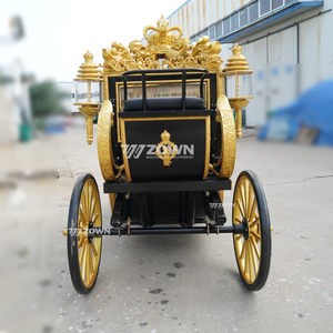 Elegante carruaje de caballos eléctrico real negro turismo carruaje de caballos con decoración para boda - Product Image 2