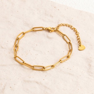 INS Style Waterproof Stainless Steel <b>Charm</b> Bracelet Plated 18k Gold Trendy Personalized Non-Fading Women's Anniversary Accessory - Product Image 3