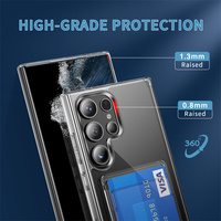 Casing Handphone Anti Benturan Bahan Akrilik Keras+TPU Transparan dengan Slot Kartu untuk Samsung Galaxy S21 S23 S24 S25 S26 Ultra