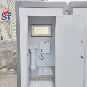 Baño Portátil Prefabricado de Una Unidad, Inodoro Móvil para Exteriores de Acero Galvanizado con Lavabo para Obras de Construcción y Campamentos - Product Image 1