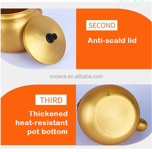 Tetera <span class=keywords><strong>de</strong></span> aluminio amarillo para hervir, hervidor <span class=keywords><strong>de</strong></span> agua ligero para hervir arroz coreano, hervidor <span class=keywords><strong>de</strong></span> gas para el hogar, color dorado - Product Image 5