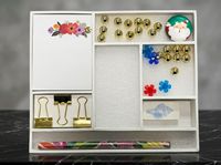 Ensemble de rangement de bureau élégant, boîte de rangement rayée bleue avec 7 compartiments