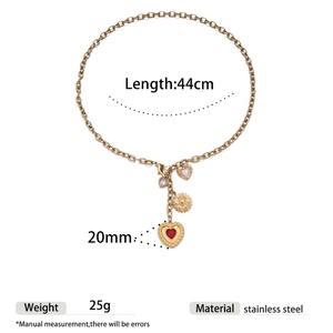 Conjunto de joyería de moda para mujer chapado en oro de acero inoxidable corazón collar y pendientes anillos conjunto <span class=keywords><strong>T197</strong></span> - Product Image 5