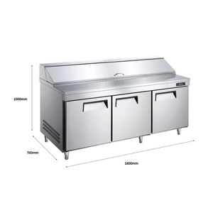 NE-1101 Réfrigérateur de cuisine commercial à porte unique <span class=keywords><strong>Table</strong></span> de préparation de sandwichs et de salades en acier inoxydable refroidie par air avec dosseret - Product Image 3