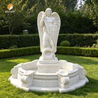 Fuente de Mármol Blanco Natural Grande MILY, Estilo San Miguel, Personalizada para Decoración de Jardín Exterior