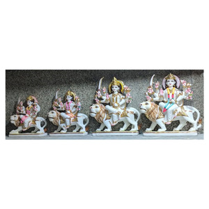 Pure Marble Durga Idol Sitting On Lion - Product Image 1