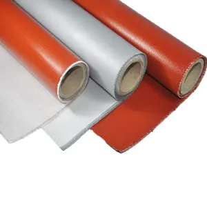 0.43 mm thickness heat resistant boiler insulation material silicon fiberglass fabric for smoke screen