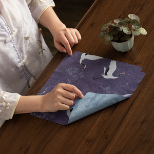 Serviette de thé en velours suédé Oogishido, absorbante, design plat, pour accessoires de cérémonie du thé, origine Dehua, printemps 2026 - Product Image 1