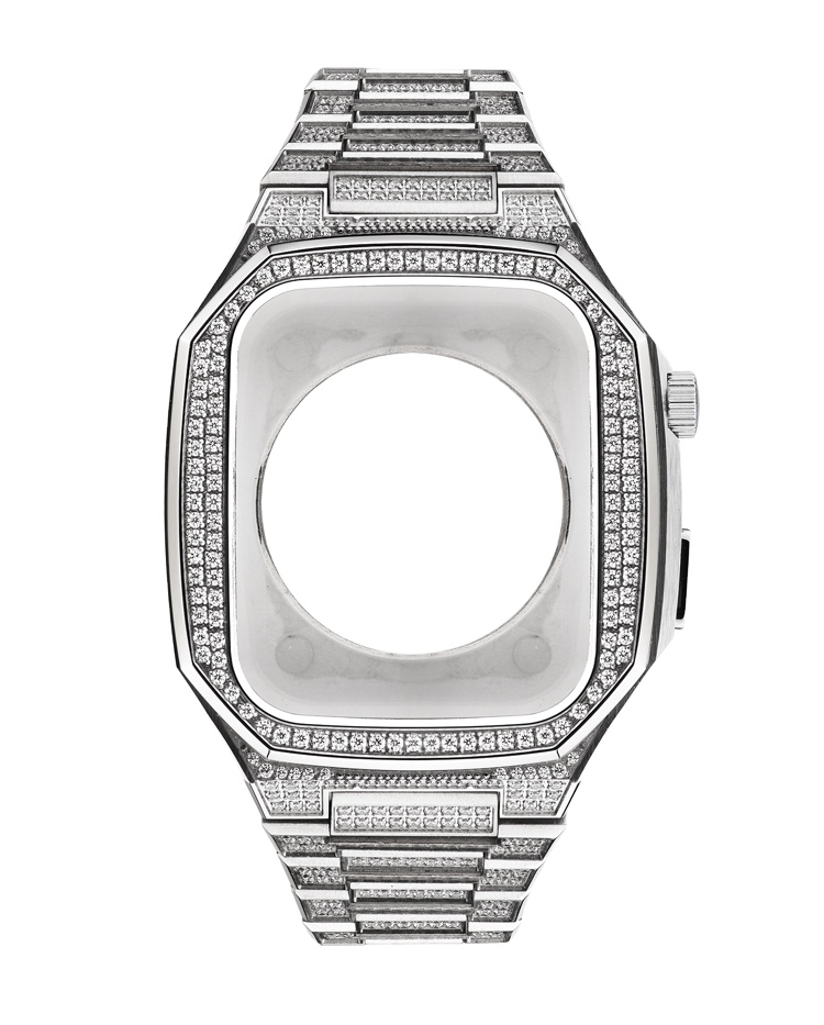 Роскошный полностью Алмазный Корпус из нержавеющей стали для браслета часов Apple watch band 44 мм 45 мм