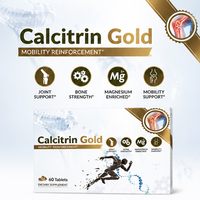 Complément Alimentaire Herbal OEM Calcitrin Gold pour l'Énergie, Glucosamine Chondroïtine Sulfate 500mg, Calcium Vitamine D60 en Poudre