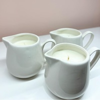 Pot de bougie de massage en céramique vide en forme de fleur blanche brillante de 6 oz avec bec et poignée