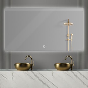 <span class=keywords><strong>Miroir</strong></span> mural intelligent rectangulaire anti-buée avec capteur de lumière LED et design moderne pour appartements - Product Image 3