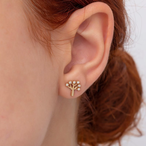 Formes d'arbre Round Brilliant Cut Lab Grown Diamond Boucles d'oreilles luxueuses en diamant cultivées en laboratoire avec un artisanat brillant - Product Image 5