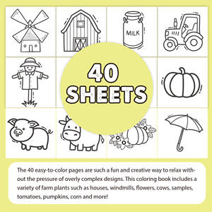 <span class=keywords><strong>Libro</strong></span> <span class=keywords><strong>de</strong></span> Colorear <span class=keywords><strong>de</strong></span> Granja con Diseños <span class=keywords><strong>de</strong></span> Vegetales, 40 Hojas <span class=keywords><strong>de</strong></span> Papel, Dibujos Animados y Graffiti para Niños Mayores <span class=keywords><strong>de</strong></span> 4 Años - Product Image 3