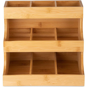 Bamboo Tea Bag Storage <b>Box</b> Three Tier Multi Compartment Stackable For <b>Milk</b> Tea Shops - Product Image 1