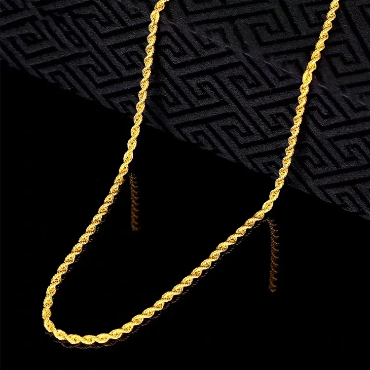 925 Schmuck Seil Kette 14 Karat 18 Karat Gold Kette Sterling Silber Mode für Männer Benutzer definierte Logo Anhänger Halsketten Zirkon Acceptabe
