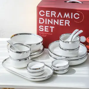 Fine Bone China Dinnerware Store Online Modern Living Porcelain Dinnerware Luxury White Silver
