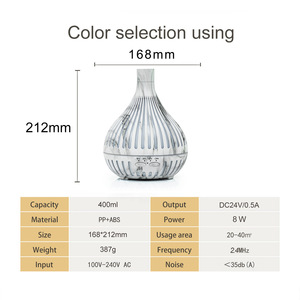 Difusor de Aroma Ultrasónico Eléctrico de Mármol para Dormitorio - Humidificador de Vapor Frío de 400 ml con Luz LED y Temporizadores - Product Image 2