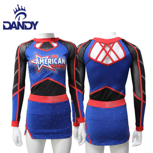 Uniformes de pom-pom girl pour filles adultes manches complètes All Star avec strass personnalisés Costumes de pom-pom girl - Product Image 6