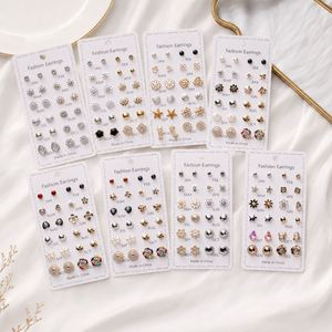 New 12 Pairs Tiny <b>Stud</b> Earrings Set Zinc Alloy <b>Silver</b>/Gold Plated Imitation Pearl Star Moon Flower Small Heart Cute Trendy - Product Image 1