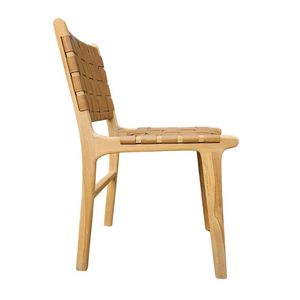 Chaise de salle à manger en bois massif avec dossier tressé, chaise d'appoint contemporaine en bois pour la maison, l'hôtel et la salle à manger - Product Image 4