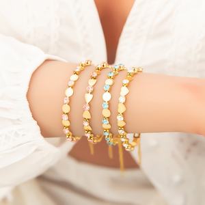 Colorful Patchwork Stainless Steel Bracelet with 18K Gold Electroplating Trendy Niche Design <b>Charm</b> Bracelets for Anniversaries - Product Image 1