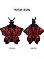 Cape à capuche Mothman d'horreur de haute qualité, costume imprimé ailes de papillon rouge et noir, cape de jeu de rôle pour femmes pour carnaval et Halloween