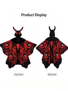 Mantello con Cappuccio Mothman di Alta Qualità, Costume con Ali di Falco Stampate Rosso e Nero, Mantello per Carnevale e Halloween per Donne - Product Image 4