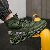 Chaussures de sport montantes tendance 2025 pour homme, respirantes, réfléchissantes, rehaussantes, en maille, style chaussette, antidérapantes